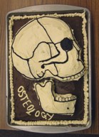 Students in Osteology baked a skull cake as a study aid, although it did not last too long.